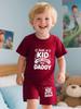 Boys' Summer Thin Two-piece Set with Printed Short Sleeve Top and Shorts, Cute Cartoon & Letter Print, Casual Outfit for Kids