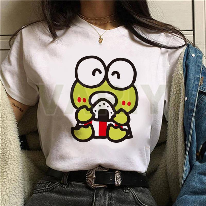 Retro dámské tričko Keroppi Gudetama Dej si koupel Potištěný top Korejské s krátkým rukávem Kulatý výstřih Dámské tričko Vhodné pro denní nošení