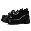 British Style Small Leather Shoes, New Thick-soled Mary Jane Shoes, Rhinestone Thick-soled Thick-heeled Shallow-mouth Patent Leather Loafers.