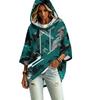Women's Casual Camouflage Print Hooded Pullover Top with Three-Quarter Sleeves