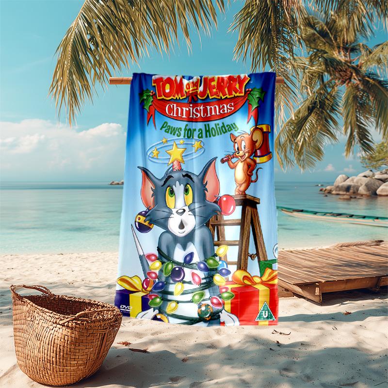 Tom Jerry Cartoon Soft Beach Towel Outdoor Vacation Beach Towel Outdoor Absorbent Bath Towel Blanket Beach Towel Soft Portable For Travel Seaside