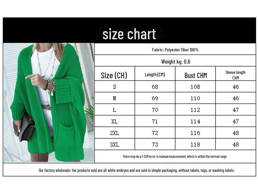 Women's Plus Size Autumn/Winter Pocket Cardigan Sweater Coat