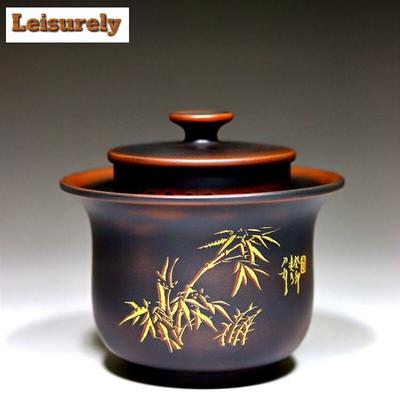 180ml Qinzhou Nixing Keramik Handgehaltener Deckelbecher Meister Handgefertigt Bambus Gaiwan Tragbare Chinesische Teezubereitungskanne Kung Fu Teeset