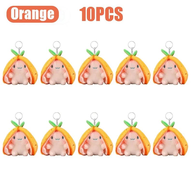 Cute Transform Strawberry Bunny Fruit Animal Plush Toy Key Chain Accessories Backpack Keychain Stuffed Animal Bag Pendant