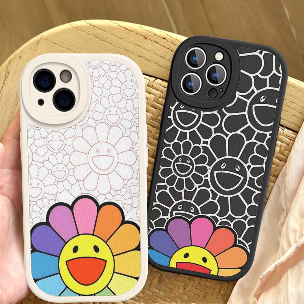Japanese Artisti M-murakami T-takash Art Colorful For iPhone 16 15 14 13 12 11 Pro Max Plus Shockproof Leather Soft Phone Cover