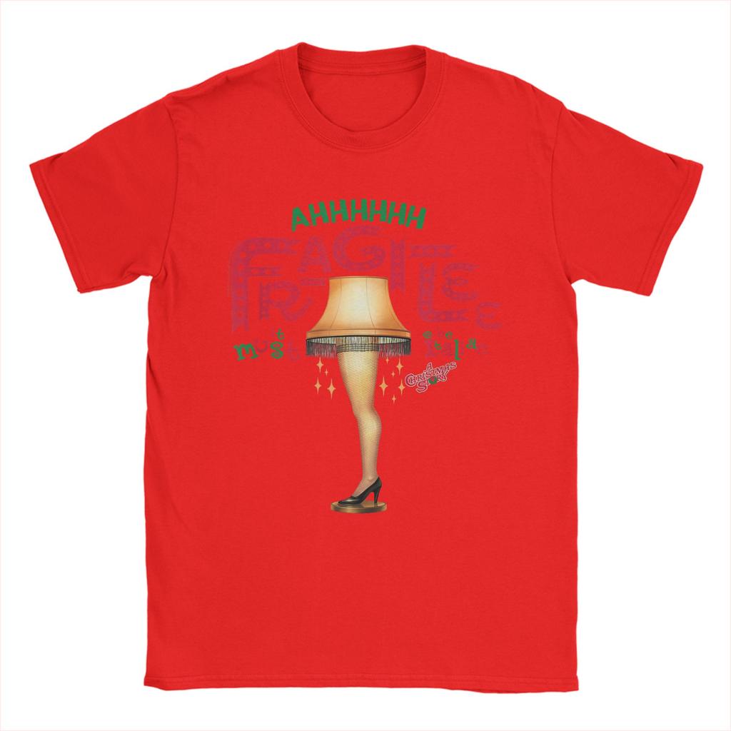 A Christmas Story Ahh Fragilee Leg Lamp Funny Holiday T Shirts for Men 100% Cotton T-Shirt O Neck  Tee Shirt Short Sleeve Tops