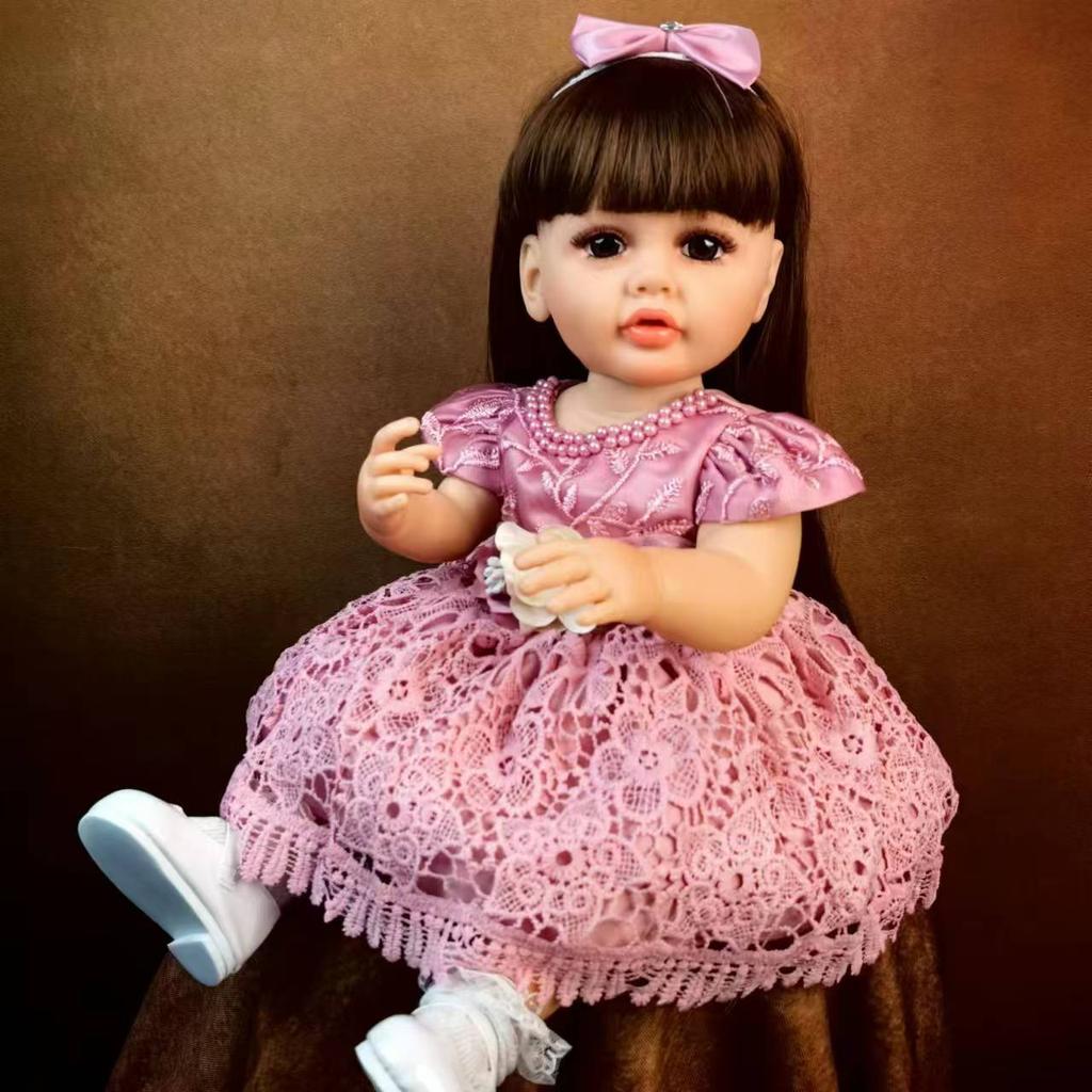 Lifelike Reborn Baby Girl Doll Full Silicone Vinyl Body 55 Cm /22 Inch Realistic Princess Doll Reborn Toy Gifts Suit Kids 3+ Years