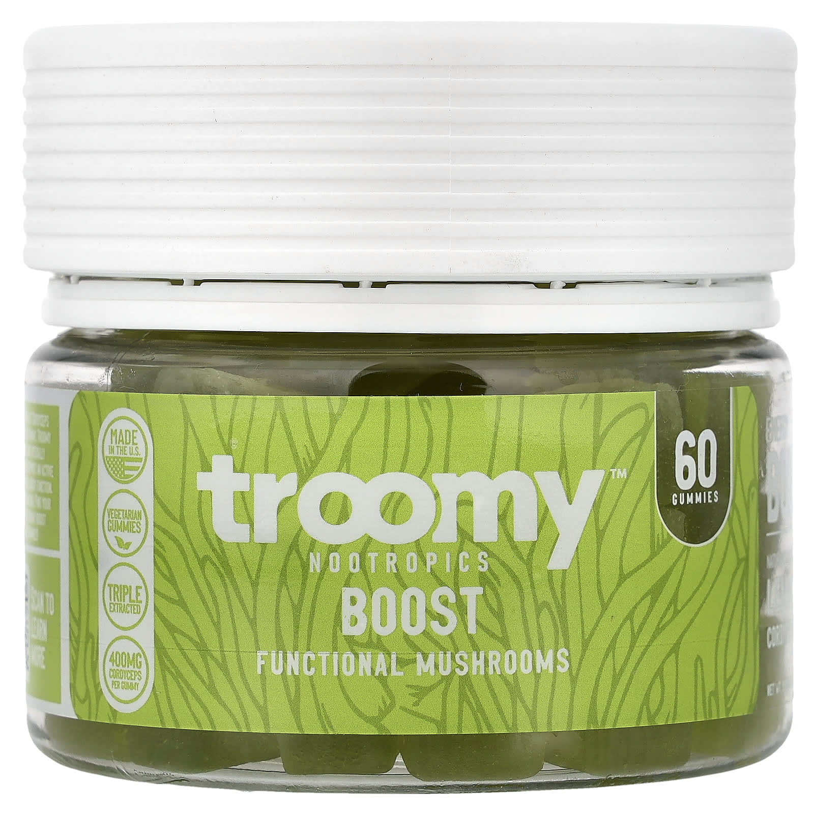 

Troomy Nootropics, Boost, Functional Mushrooms Gummies, Lemon Lime, 60 Gummies, 9.52 oz (270 g)