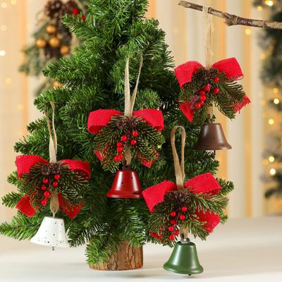 Weihnachtsbaumschmuck Schleife Kiefernzweige Dekorative Glocken Wohnambiente Türöffnung Windspiel Dekoration Weihnachtsthemenparty Deko Geschenk