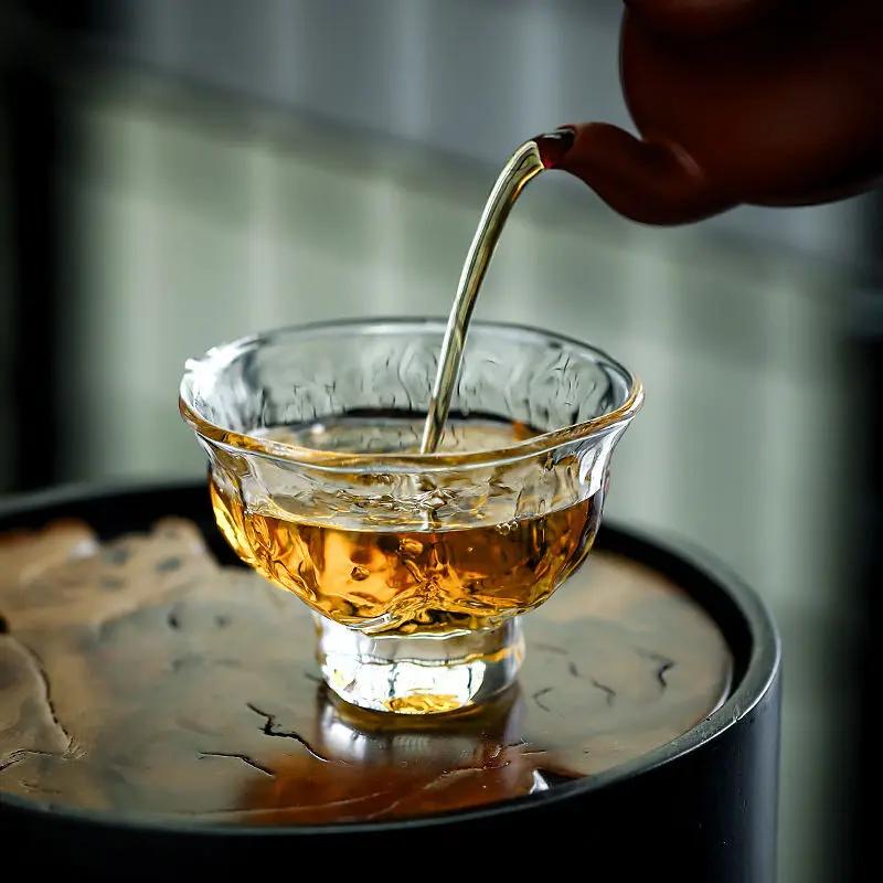 2Pcs/Lot Japanese Hammer Pattern 60ml Small Capacity Glass Tea Cup Tea Appreciateing Cup Kung Fu Tea Accessories Crystal Tea Cup