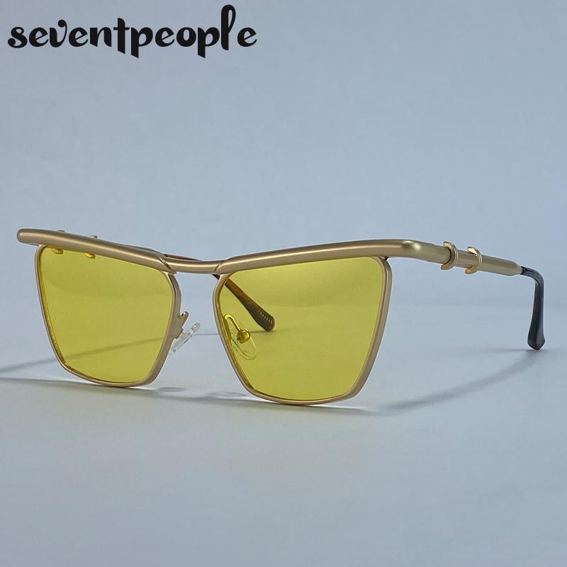 Classic Cat Eye Punk Sunglasses Women  Luxury Brand Trendy Metal Square Shield Sun Glasses Vintage Outdoor Shades For Ladies