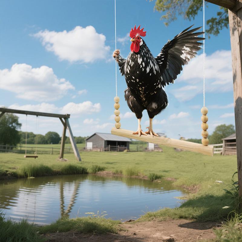 Chicken Swing Chicken Stand Parrot Suspension Bridge Pet Bird Toy Habitat Solid Wood Rooster Toy