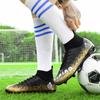 33-46 Men's High-top Football Shoes Are Laid-up Large-scale Children's Artificial Lawn AG Long Nail Football Boots Training Black Sneakers