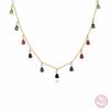 INS Fashion Colorful Tassel Water Drop Zircon Necklace Clavicle Chainfor Women 925 Sterling Silver Jewelry