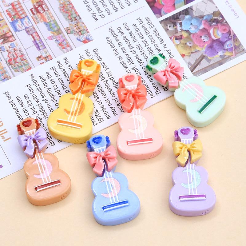 10Pcs New Cute Resin Guitar Flat Back Home Decor Parts Embellishments For Hair Bows Accessories