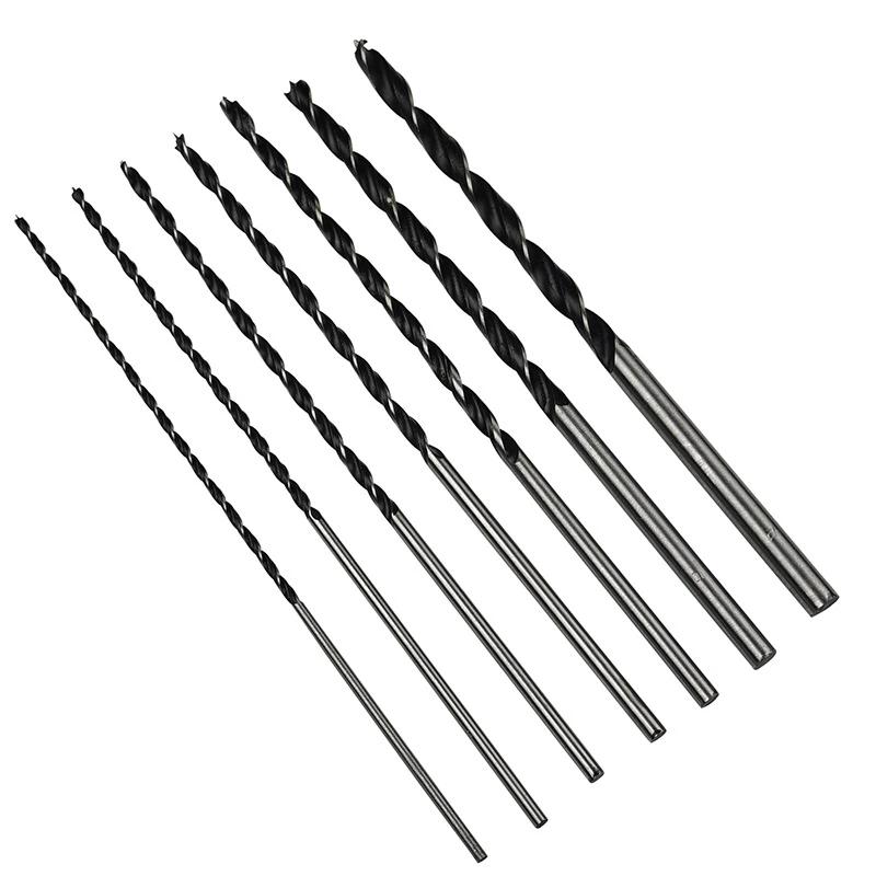 7PCS 300mm Wood Drill Bit Set 4-12mm Brad Point Round Shank For Hardwood Softwood Plastic Acrylic Drilling Tools