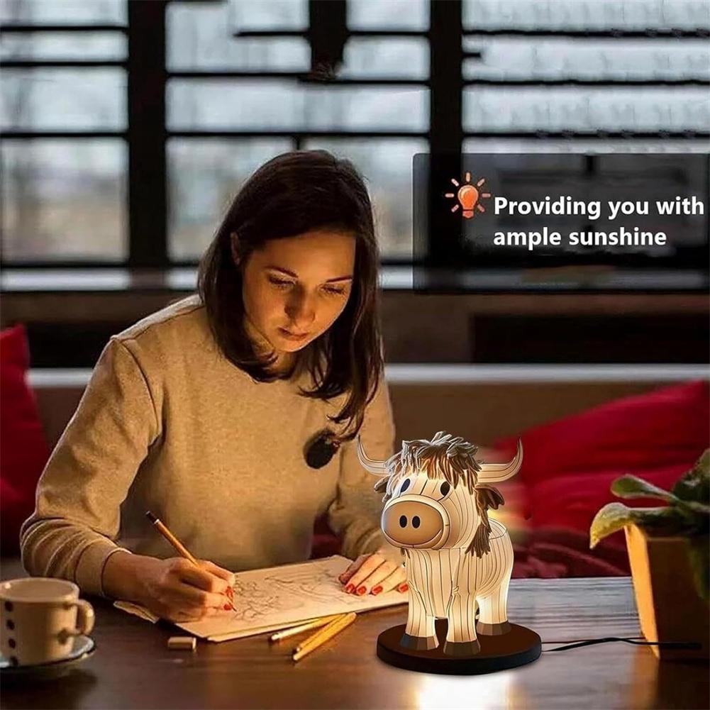 Farmhouse USB Small Table Lamps Cow Bedside LED Night Light Cow Rechargeable Battery Operated Lamps Cow Shaped Nightstand Light