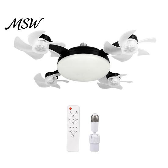 Smart Home Ceiling Fan 3/4/5 Blade with Light & Remote Control, 2-in-1 Silent LED Drone Eye Protecting Foldable Blades, 3-Speed Dimmable E27
