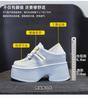 Fashion 11cm  Cow Genuine Leather High Brand Autumn Spring Chunky Sneakers Females Casual Ladies Vulcanize Women Platform Designer