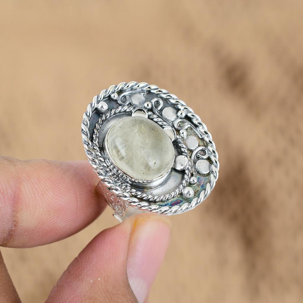 June Natural Moonstone Sterling Silver Statement Promise Birthday Ring Jewelry