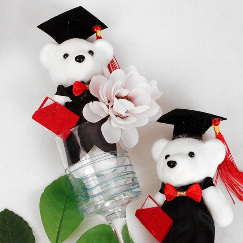 10 Stück Abschluss Bärenpuppen Bachelor Plüschbär mit Hut und Talaren für Absolventen und Lehrer Abschluss Feier Geschenke