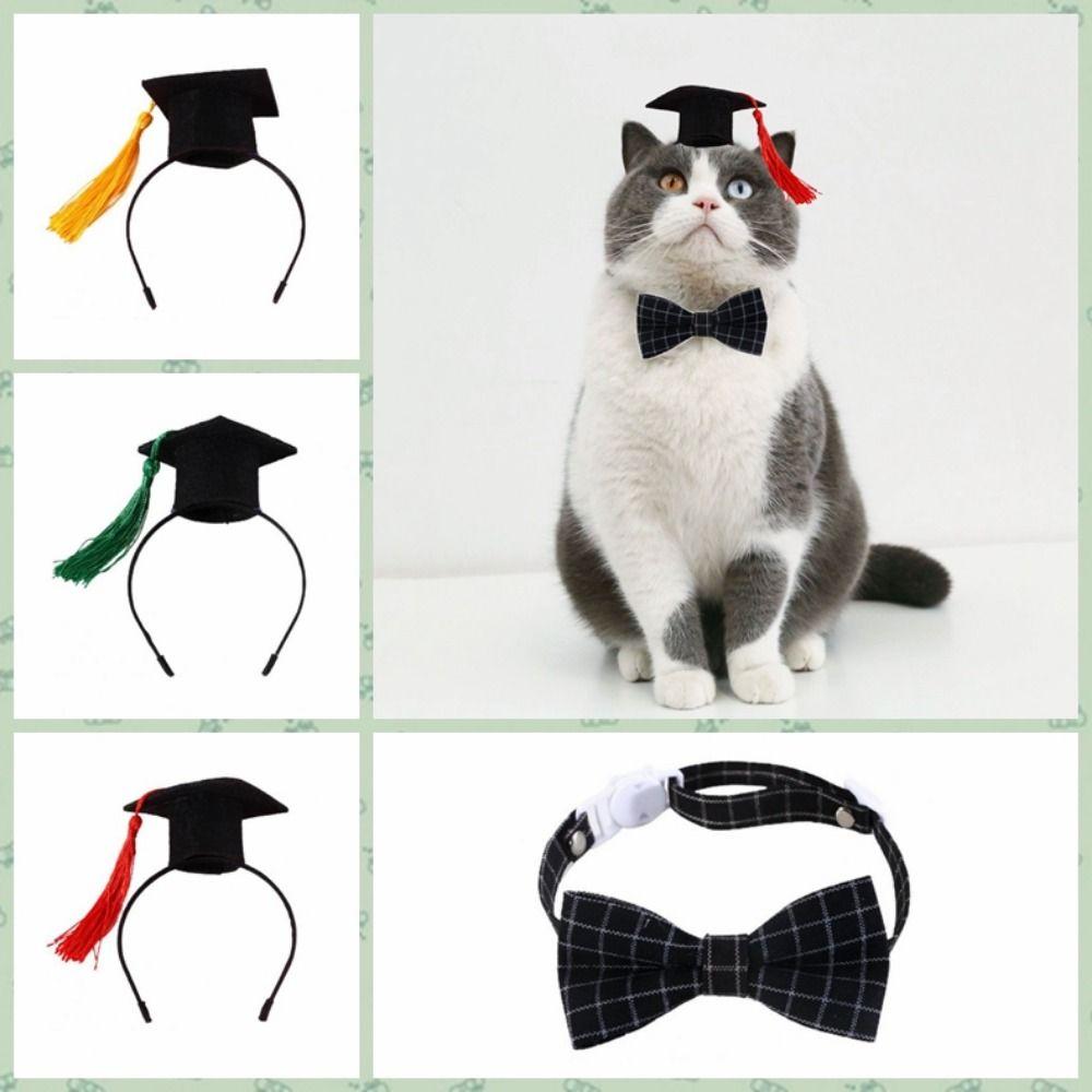 Elastic Dog Dr. Hat With Tassel Dog Degree Hat Puppy Headband Cat Graduation Cap  Photograph
