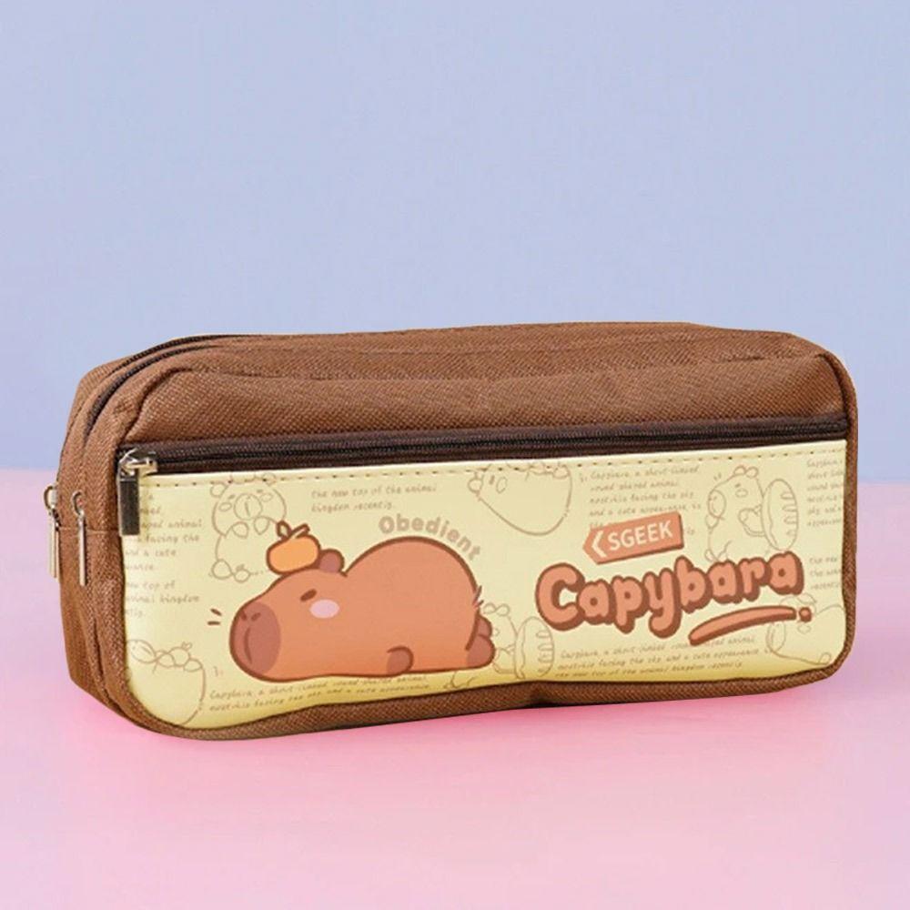 Canvas Pen Bag Panda/Capybara Pencil Case Cute Stationery Organizer  for Students
