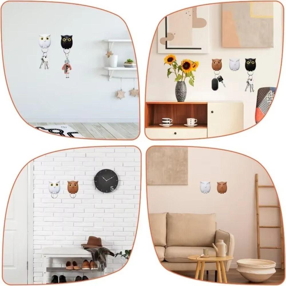 Wall Mounted Owl Key Hook Will Open Eyes Hanging Rack Keychain Organizer Hooks  Home Decoration