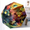 0106 Colorful Cat  pattern, automatic folding umbrella, portable and foldable design, 8 ribs, a Christmas or birthday gift.