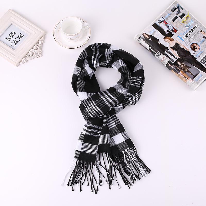 Men'S Winter Plaid Scarf Warm Women Cashmere Shawls Scarves Casual Tassel Scarfs Man Business Scarf Pashmina