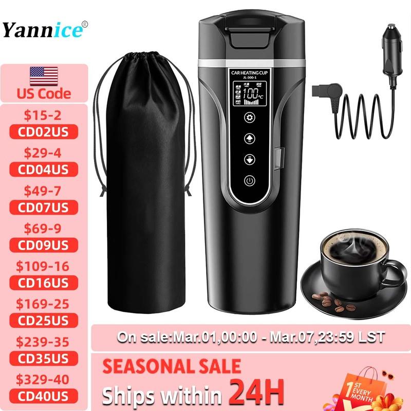 Electric kettle 12v/24v smart car heating cup touch screen thermos cup 450 ml car heating cup adjustable temperature