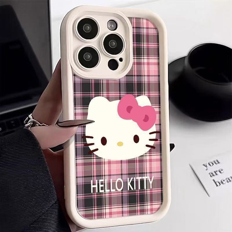 Plaid KT cat iPhone17/15ProMax mobile phone case 14 Apple 13 all-inclusive 11 popular XS/XR16 Japan and South Korea