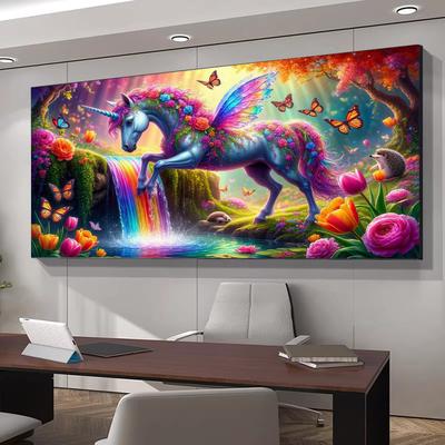 Pittura con Diamanti Unicorno Colorato Taglia Grande Fai da Te Quadrato Pieno Rotondo Strass Ricamo Farfalla Fiore Mosaico Kit Punto Croce Decorazione Murale