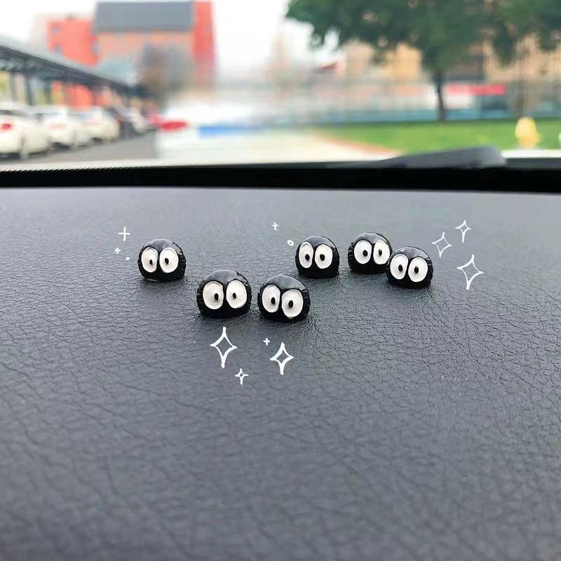 

6Pcs Cute Mini Coal Ball Fairy Ornament Car Interiors Center Console Rearview Mirror Decoration Fun Cartoon Figurines Home Decor 8x11mm чорний