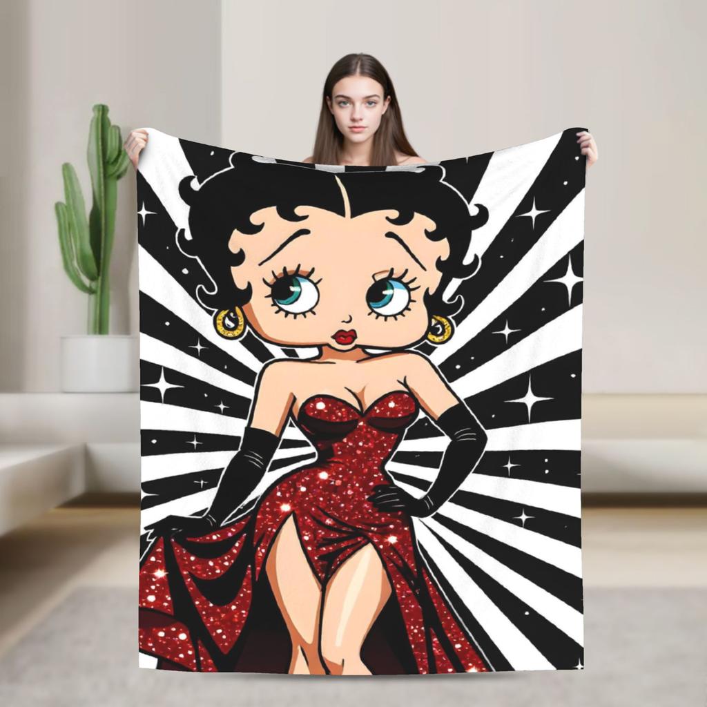 B-Bettys Boops Throw Blanket for Couch  Soft Fuzzy Plush Blanket 50x60 Inch Multi-size Bedspread for All Seasons