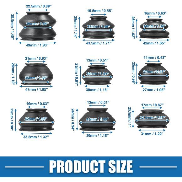 Universal Car Turn to Rod Arm Ball Joint Head Dust Protection Car Suspension Steering Parts Rubber Black