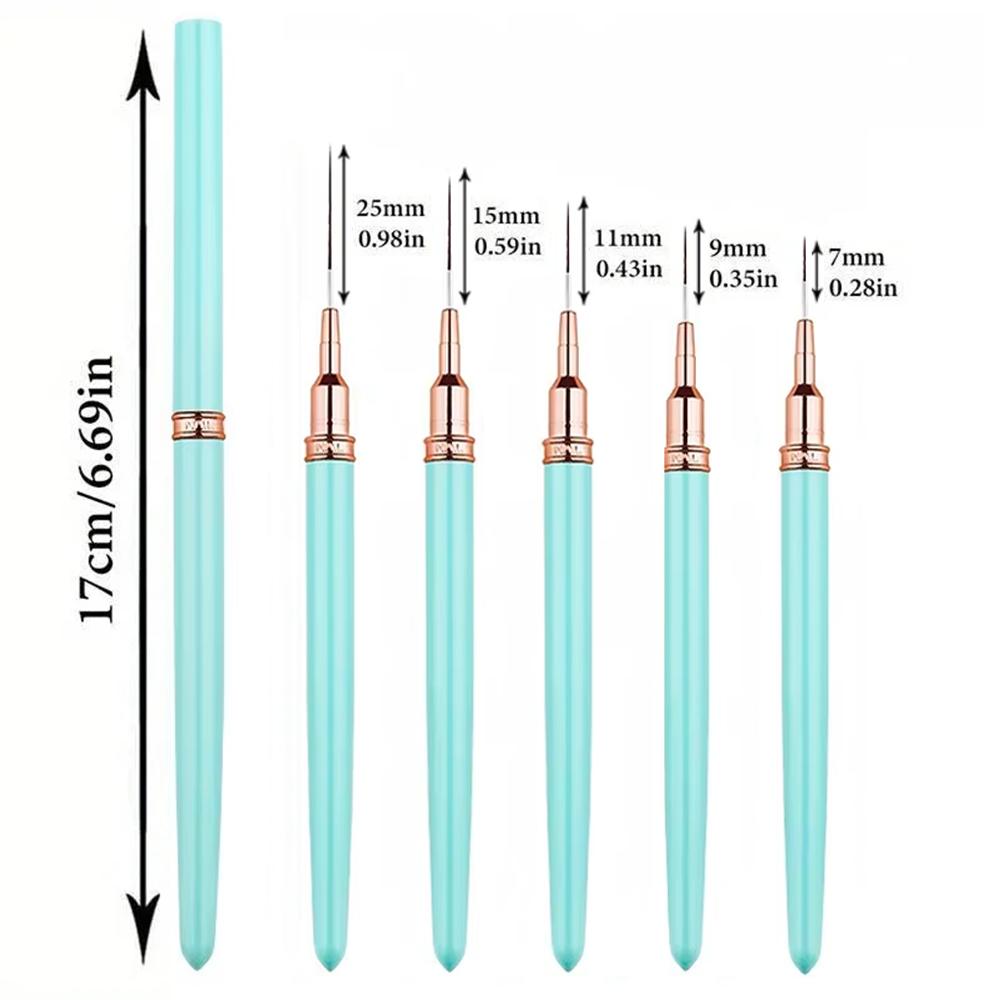 LINMANDA Nail Art Liner Brushes for Long Lines Liner Brush Gel Polish Painting Nail Design Brush Metal Handle Nail Drawing Pens
