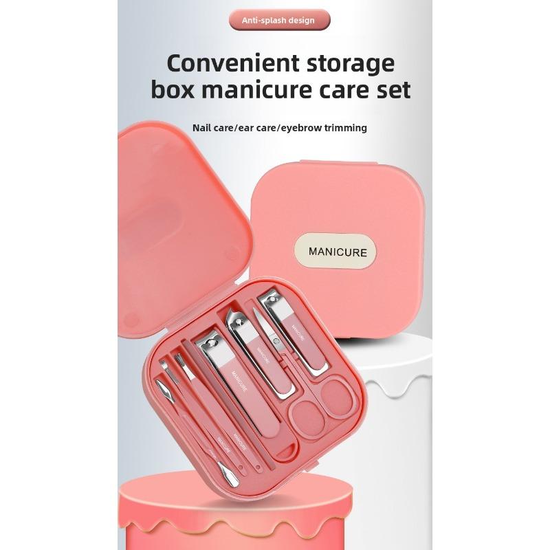 Complete 8 Pcs Set Manicure Kit Nail Clippers with Clippers Cuticle Pusher & Trimmer Portable Gift for Women and Men