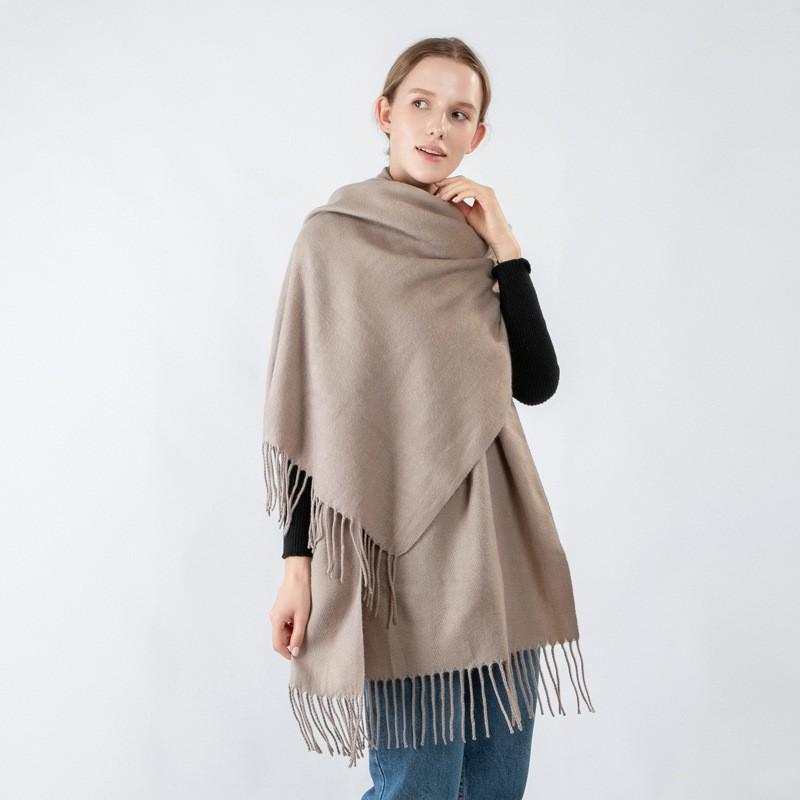Wool Scarf for Women Autumn and Winter Warm Tassel Large Shawl Winter Scarf Solid Color Cashmere Scarf Imitation Cashmere Scarf