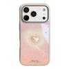 Korean Style Pink Gradient Love Heart Glitter Phone Case for Apple iPhone 17 Pro Max, 16, 15, 13 Electroplated Hard Cover