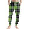 Men's Drawstring Pocket Casual Pants, Checkered Striped Printed Pocket Casual Pants, Home Sleeping Pants