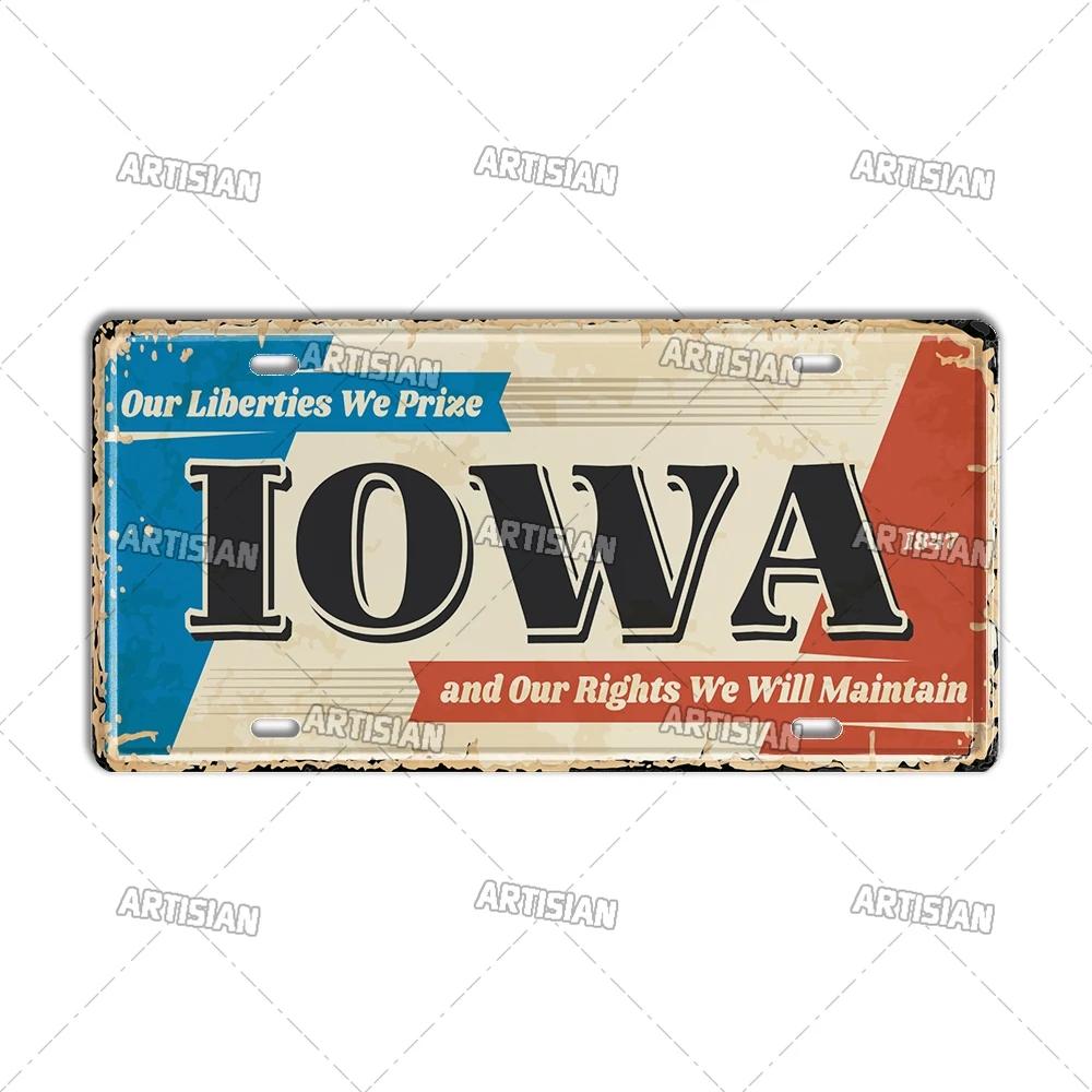 Artisian USA Car Plate Landmark Tin Sign US City State Metal Plaque Wall Decor Garage Bar Pub Club Hotel Cafe Kitchen Home