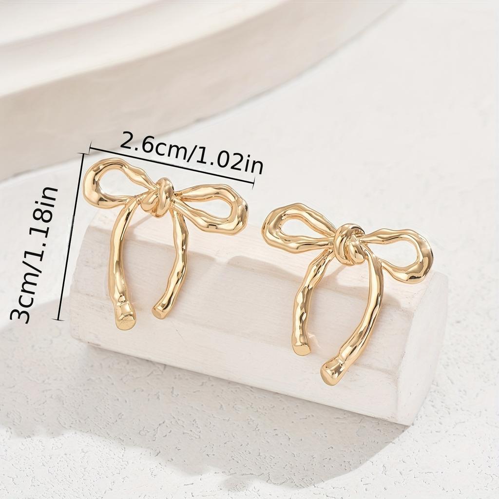 Bowknot Drop Earrings - Elegant Boho Style Dangle Bow Ribbon Earrings with Stainless Steel Post for Women, Fashionable
