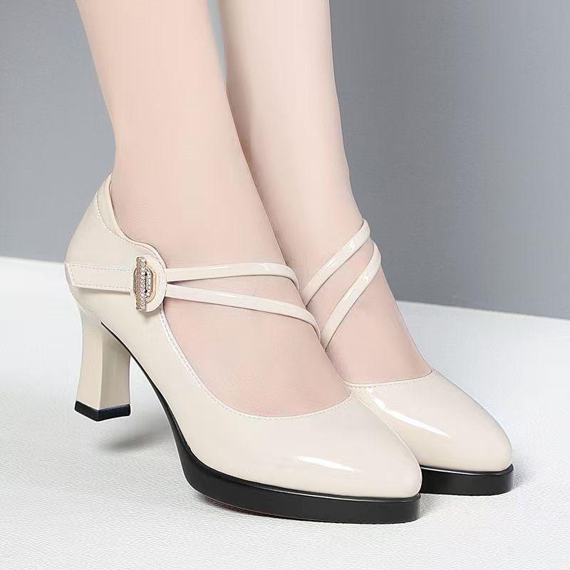 Qipao Women's Chunky Heel Leather Platform Shoes