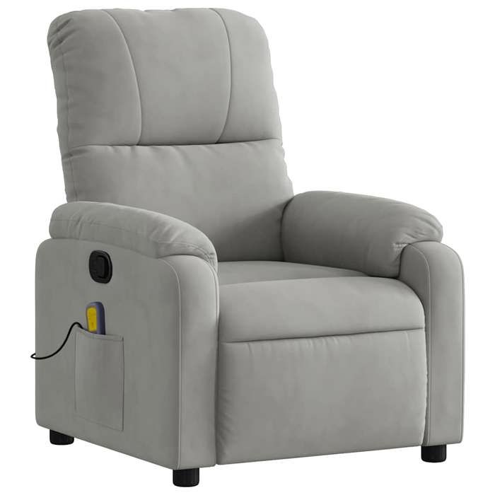 VidaXL Recliner Massage Armchair Light Grey Microfiber Fabric 373457