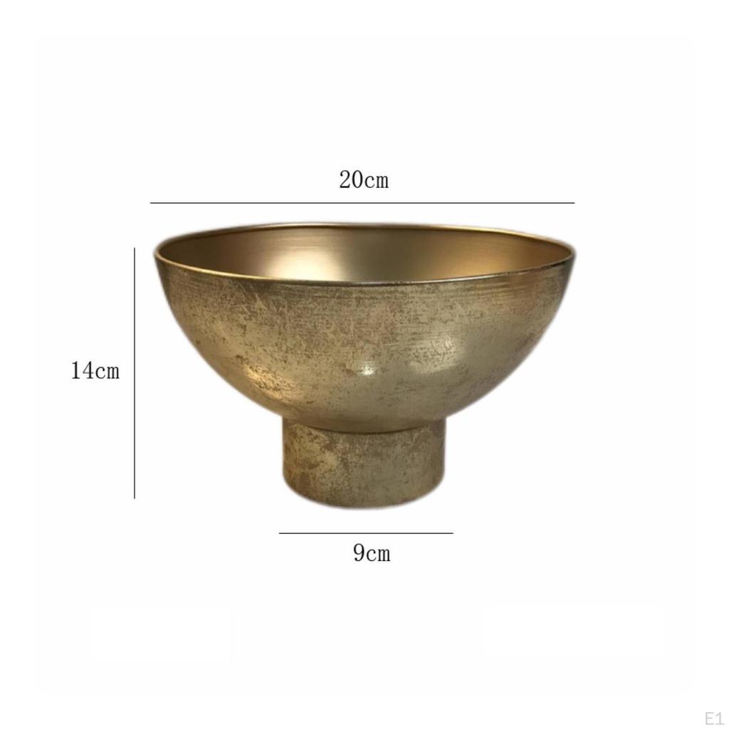 Steel Flower Pot Toned Pedestal Planter Lustrous Bowl for Tabletop, Living Room, Shelf S