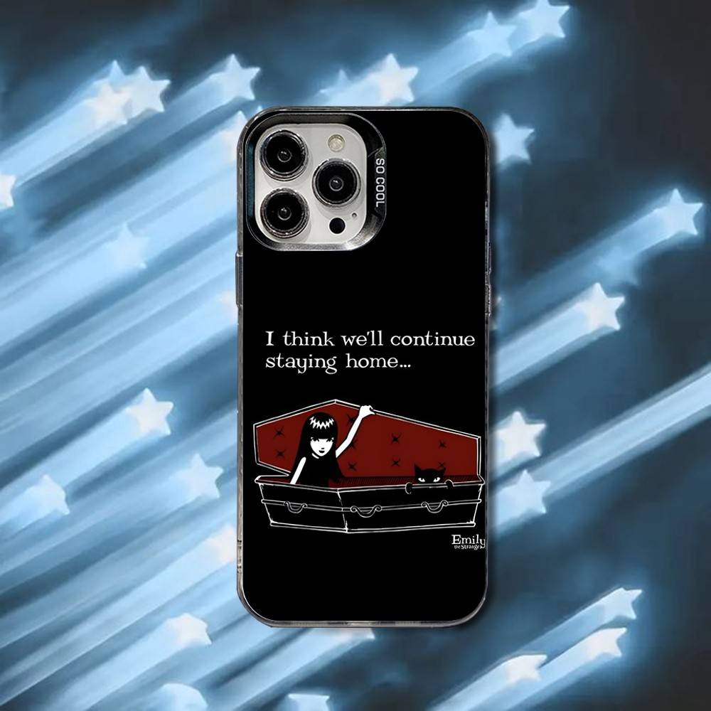 E-Emily The Strange Phone Case For iPhone 16,15,14,13,12,11,8,7,Pro,Max,Plus,Mini,XS,SE Black Matte Hard
