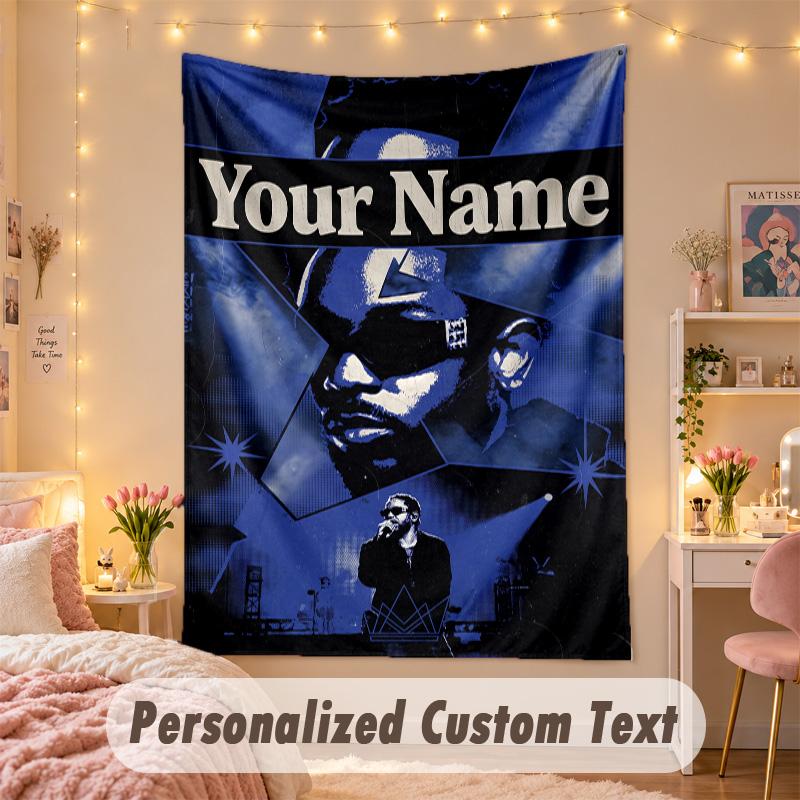 Custom Personalized Tapestry,Kendrick Lamar Print Custom Name Text Wall Art Hanging for Bedroom