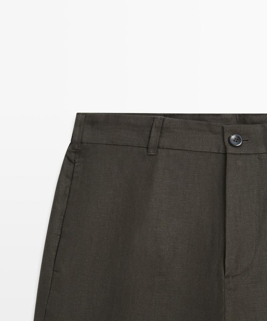 Masimodutti Tapered Fit Linen Pants