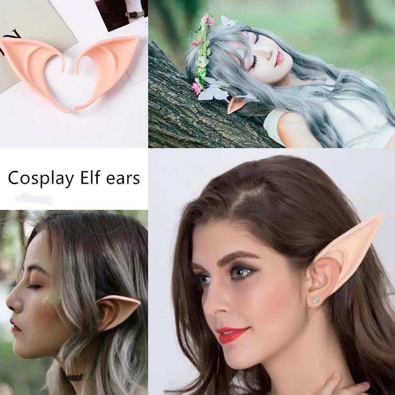 Pretty Elves Ears Suit Halloween Party Cosplay Angel Dress Up 1 Pair Simulated Soft Latex Fairy Ears Festival Decor Accessories